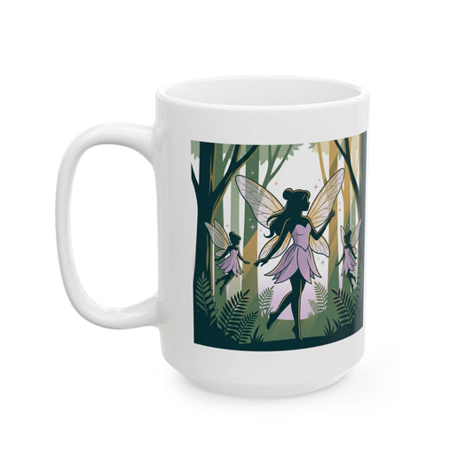 Forest Fairy Ceramic Mug — Enchanted Woodland Floral Coffee Cup (11oz & 15oz)
