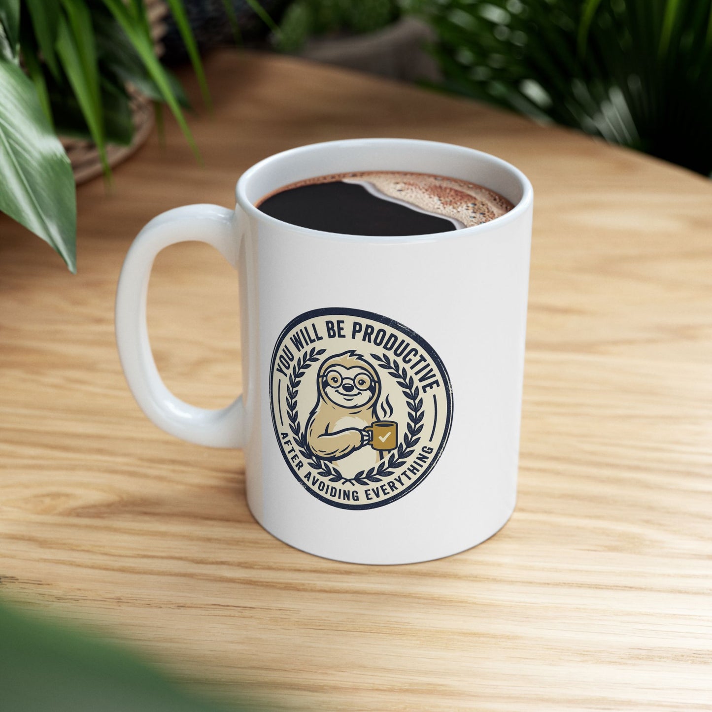 Ceramic Mug - Retro 'You Deserve A Brew' Vintage Seal Coffee Cup (11oz/15oz)
