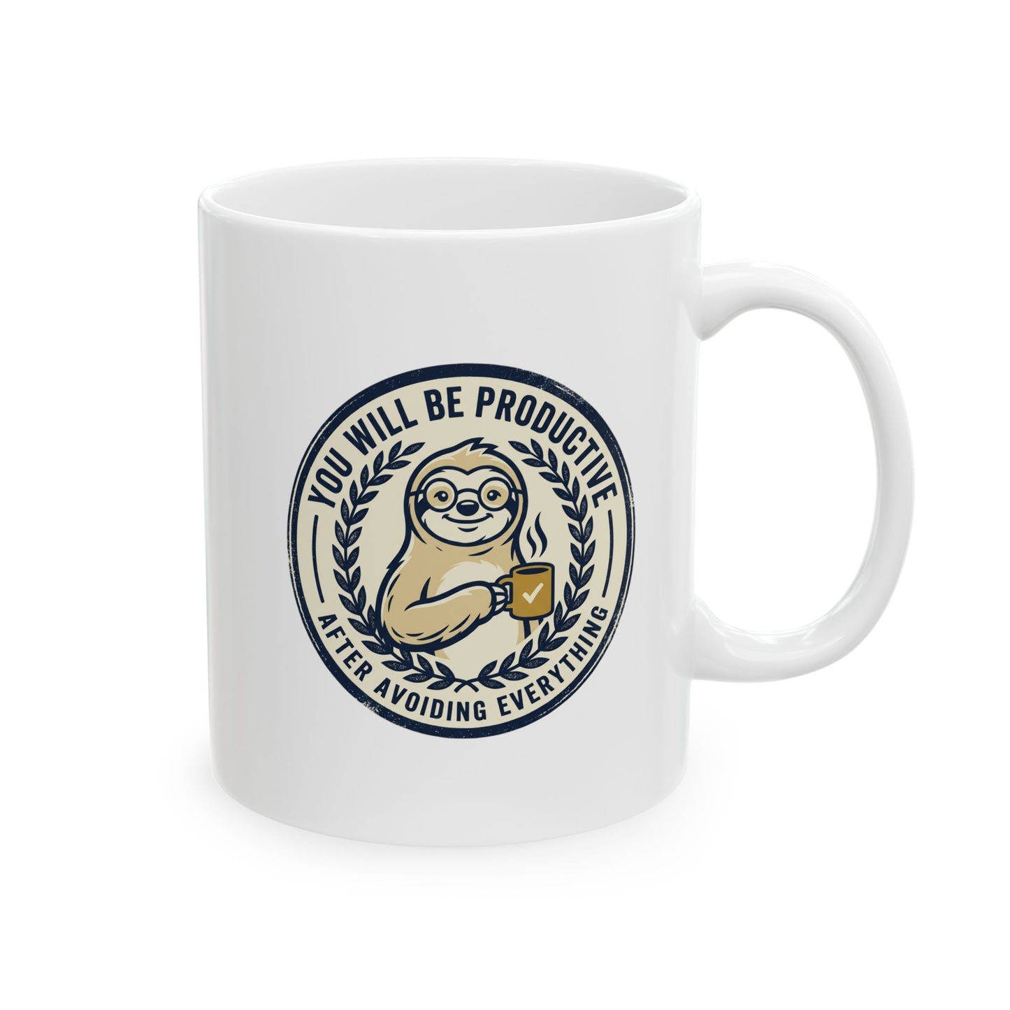 Ceramic Mug - Retro 'You Deserve A Brew' Vintage Seal Coffee Cup (11oz/15oz)