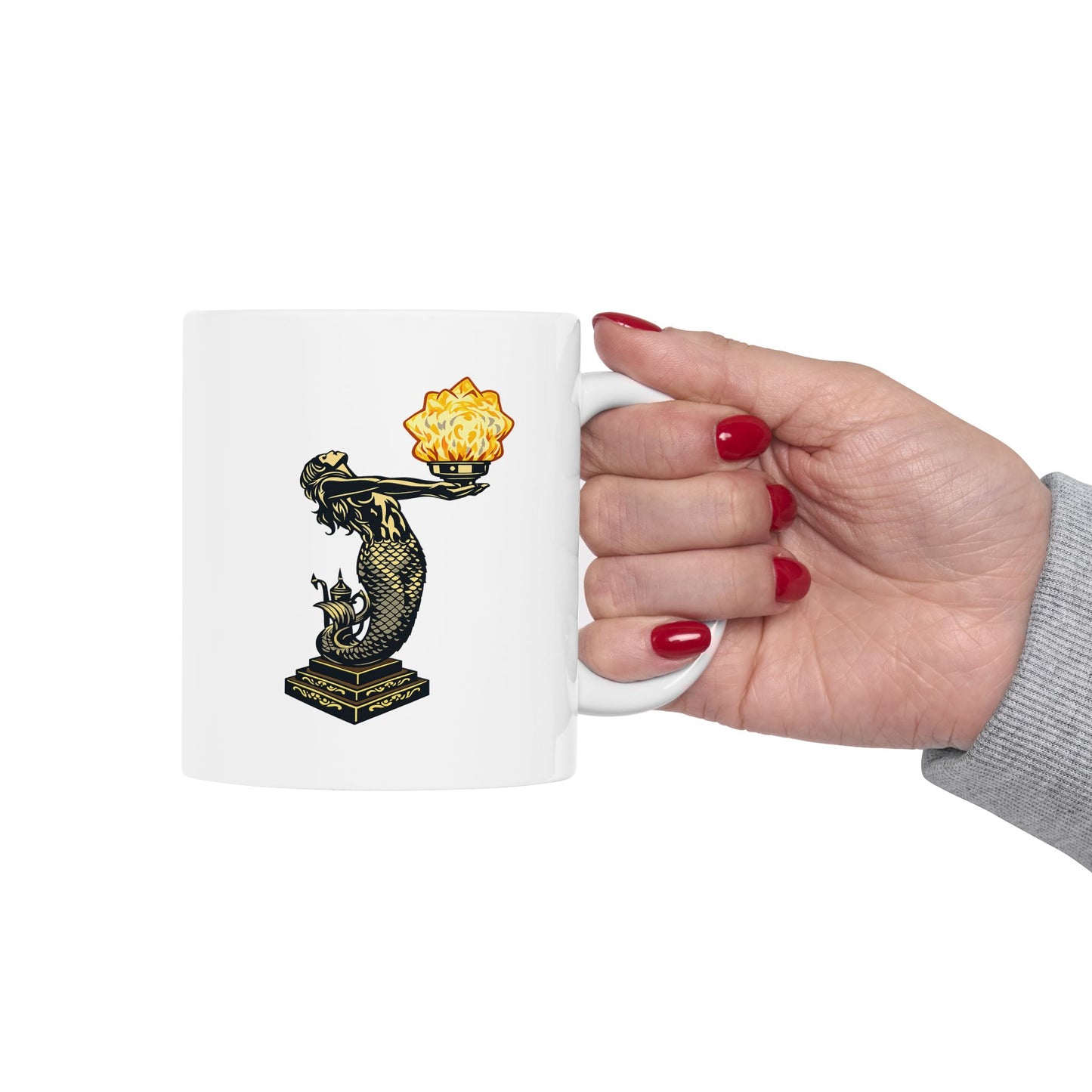 Mermaid and Star Mug – Floral Botanical Coffee Cup (11oz, 15oz)