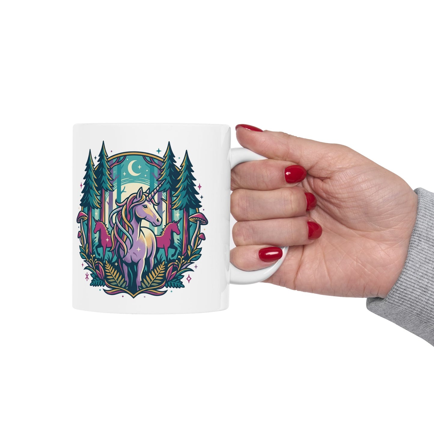 Forest Mushroom Ceramic Mug – Whimsical Woodland Coffee Cup (11oz/15oz)