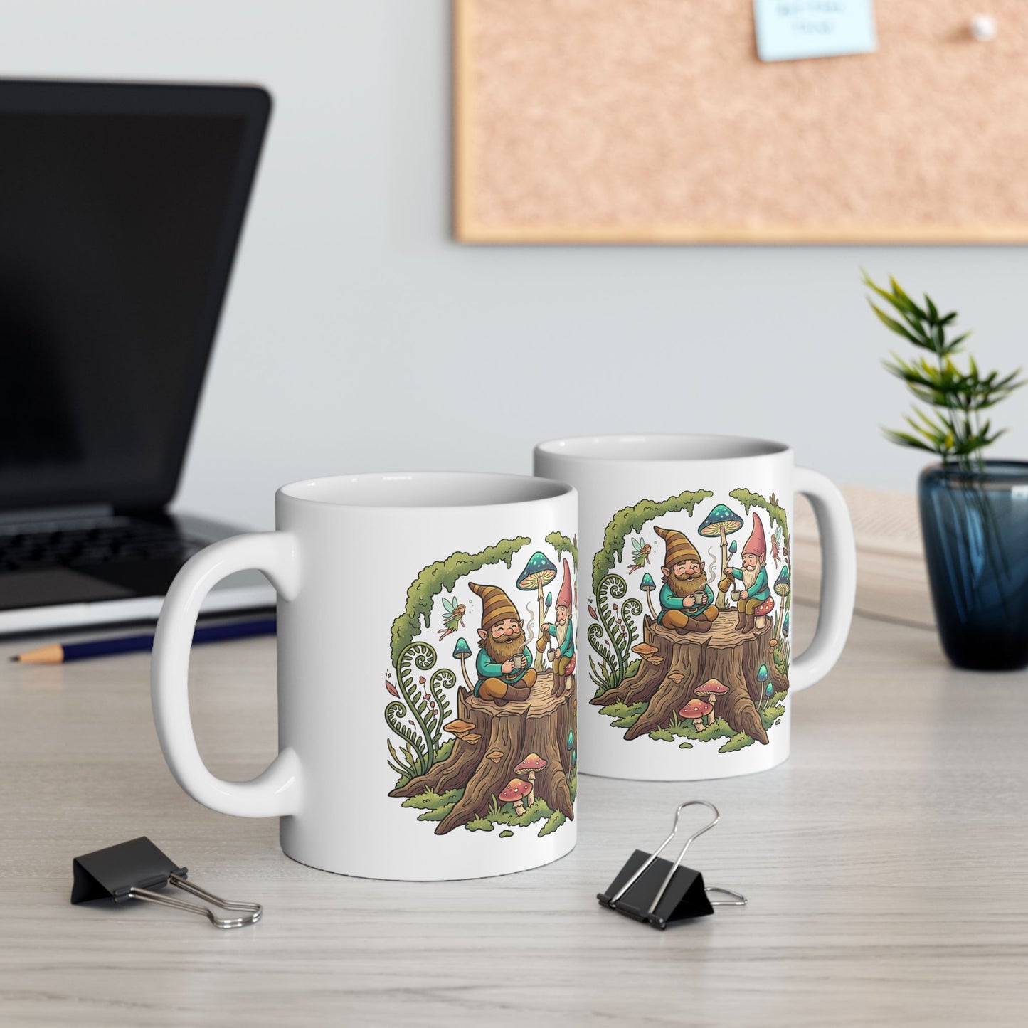 Gnome Forest Ceramic Mug — Whimsical Mushroom Garden Coffee Cup (11oz & 15oz)