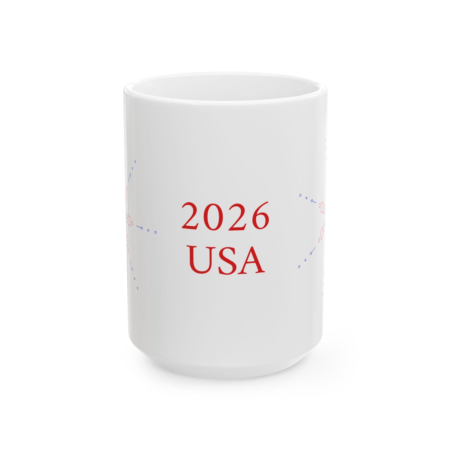 2026 USA Ceramic Mug — Patriotic Red & Blue Coffee Cup