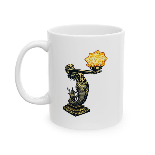 Mermaid and Star Mug – Floral Botanical Coffee Cup (11oz, 15oz)