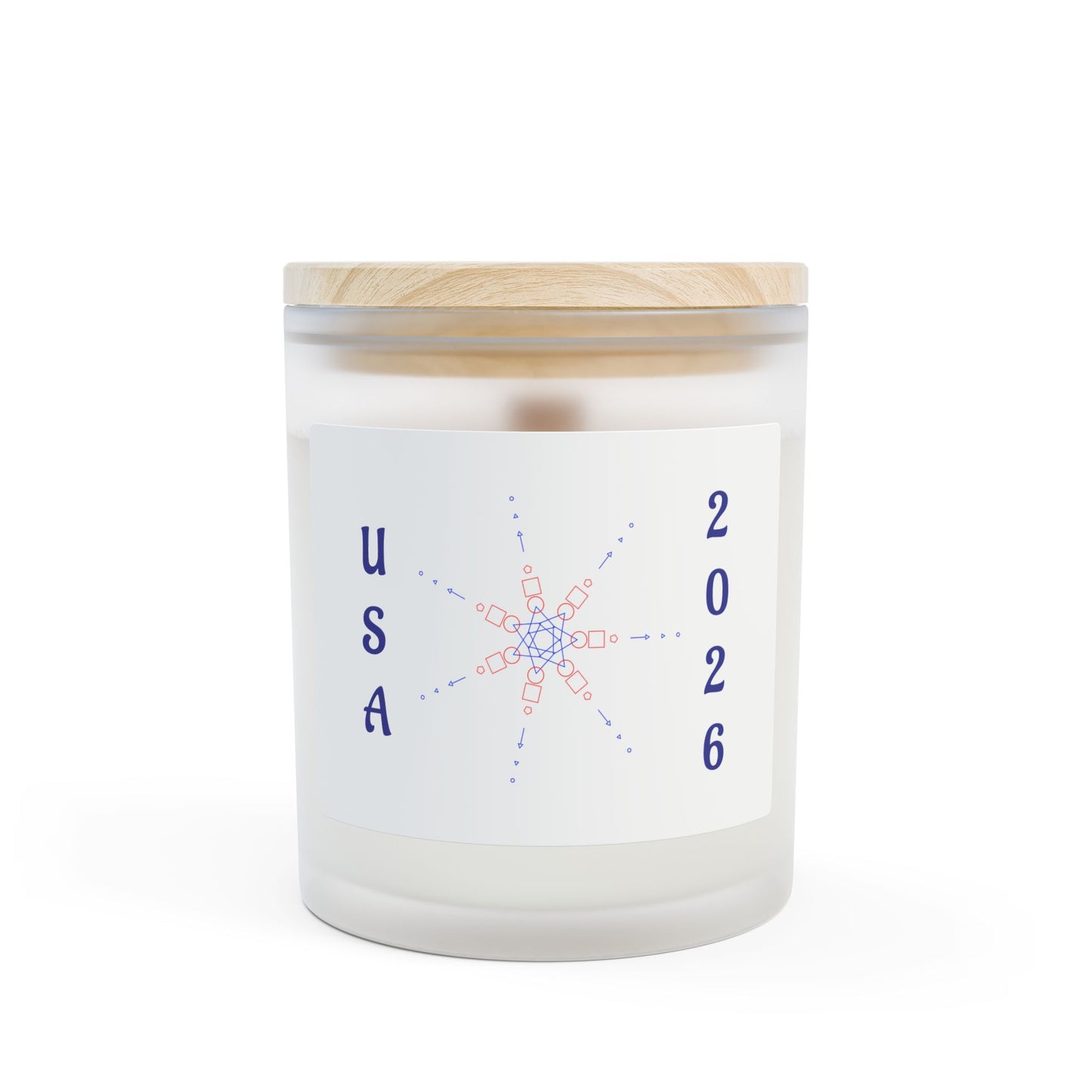USA 2026 Starburst Frosted Glass Candle – 11oz Patriotic Scented Candle