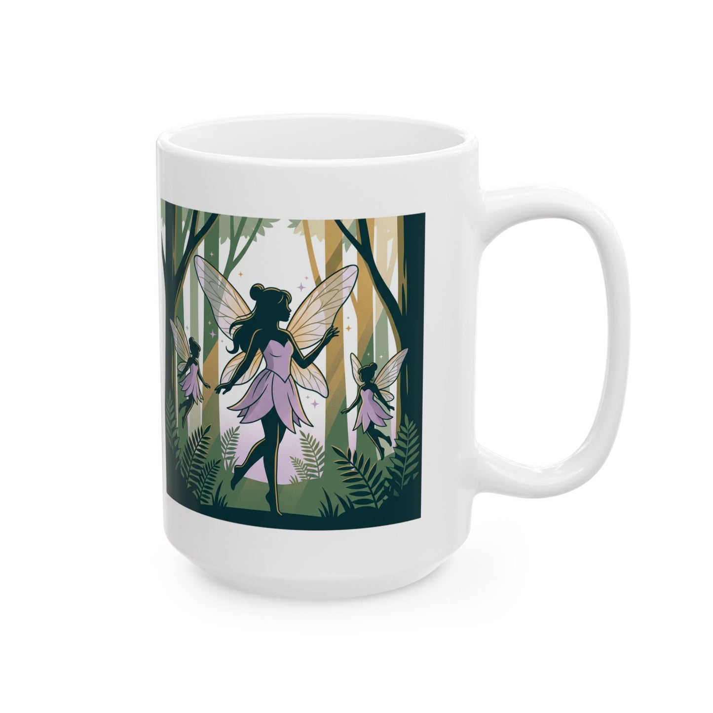 Forest Fairy Ceramic Mug — Enchanted Woodland Floral Coffee Cup (11oz & 15oz)