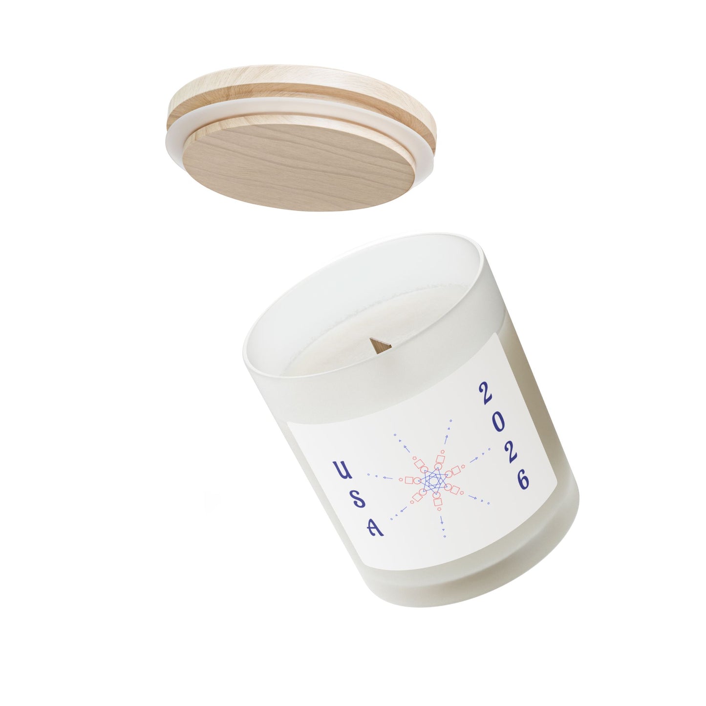 USA 2026 Starburst Frosted Glass Candle – 11oz Patriotic Scented Candle