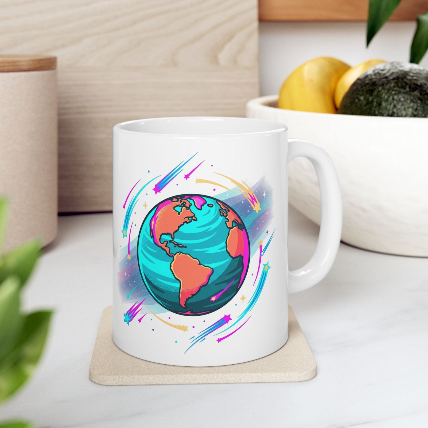 Planet Earth Ceramic Mug - Colorful Space Coffee Cup (11oz, 15oz)