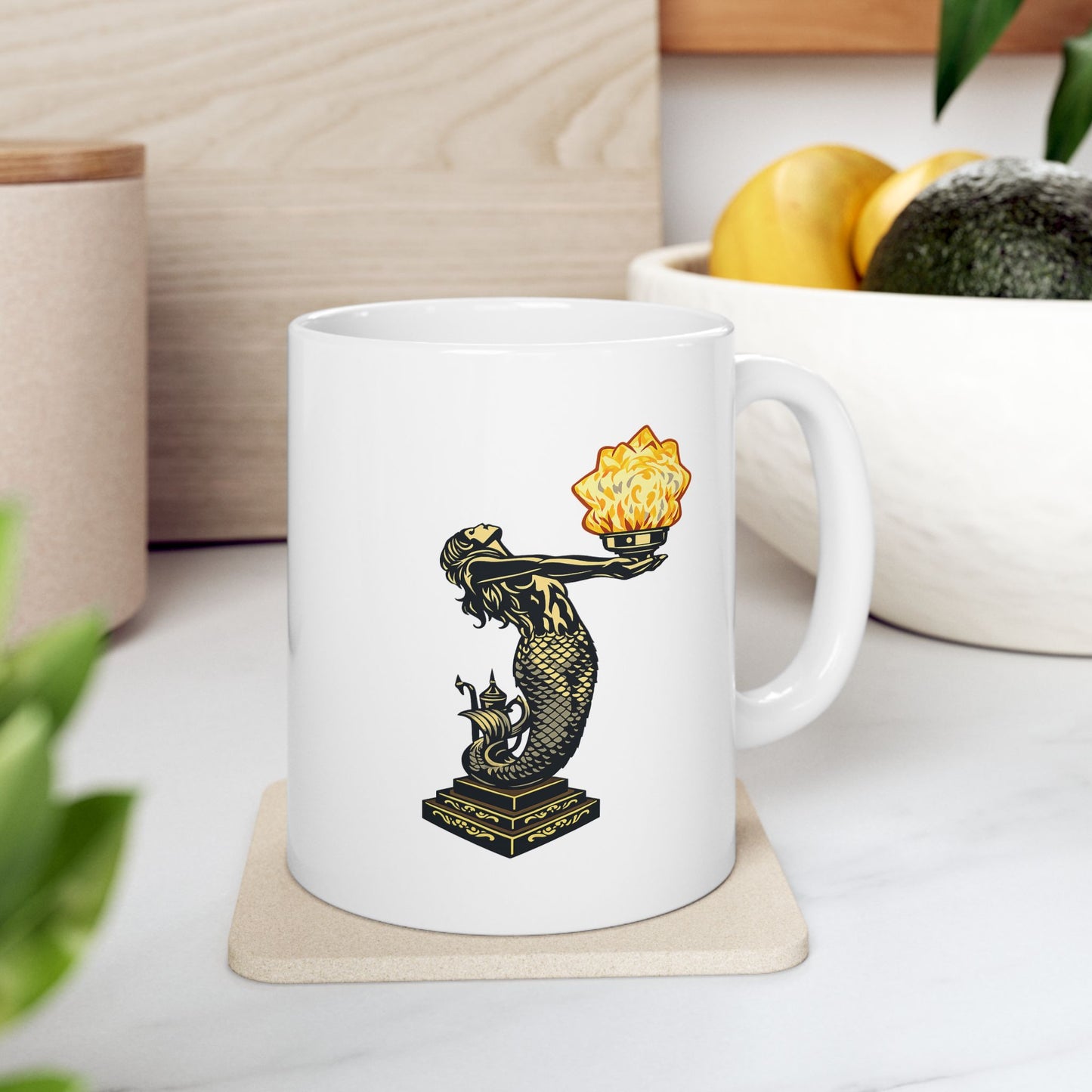 Mermaid and Star Mug – Floral Botanical Coffee Cup (11oz, 15oz)