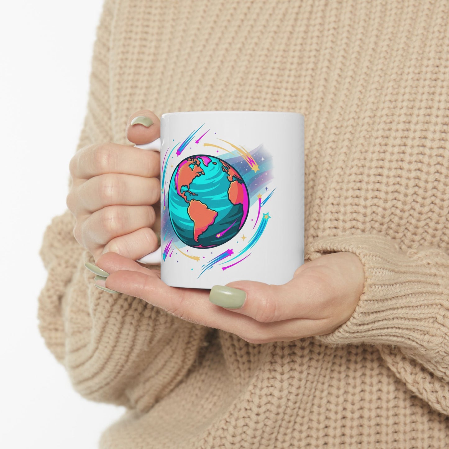 Planet Earth Ceramic Mug - Colorful Space Coffee Cup (11oz, 15oz)
