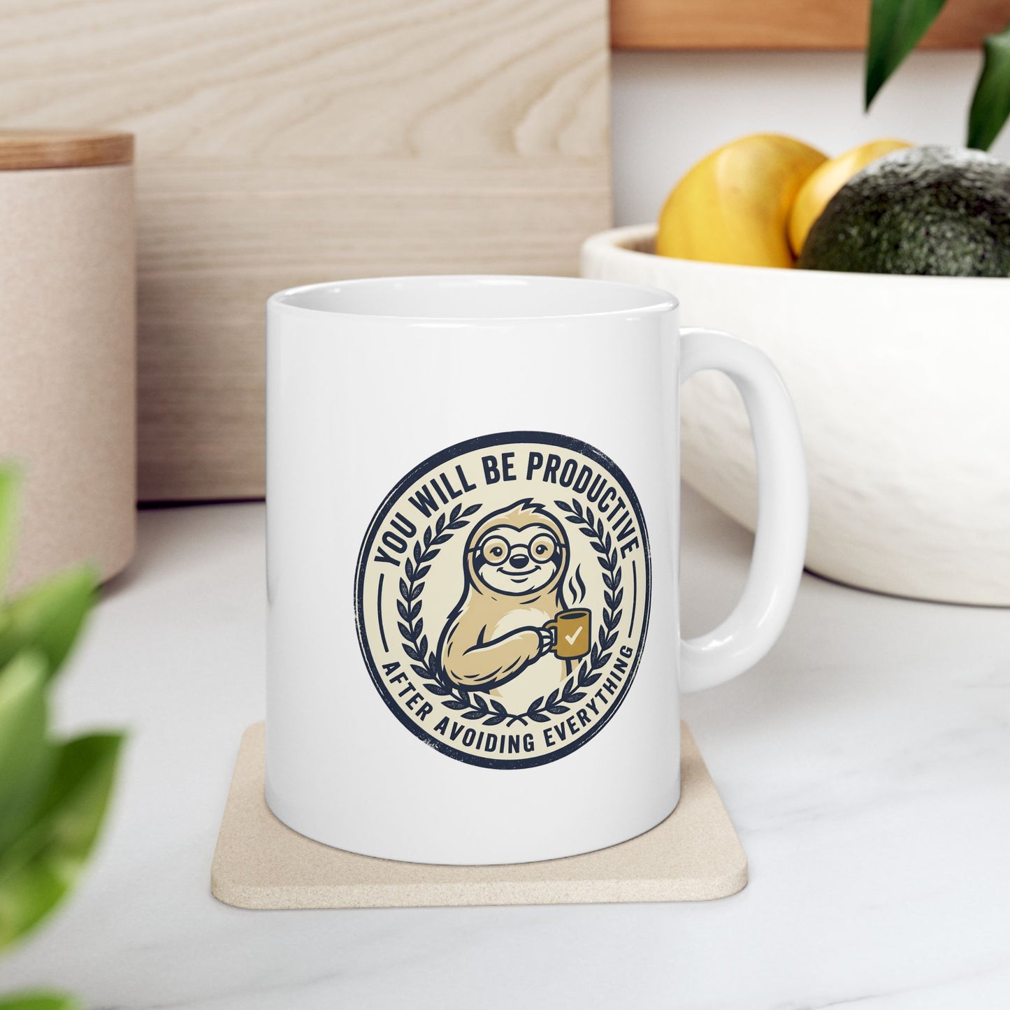 Ceramic Mug - Retro 'You Deserve A Brew' Vintage Seal Coffee Cup (11oz/15oz)