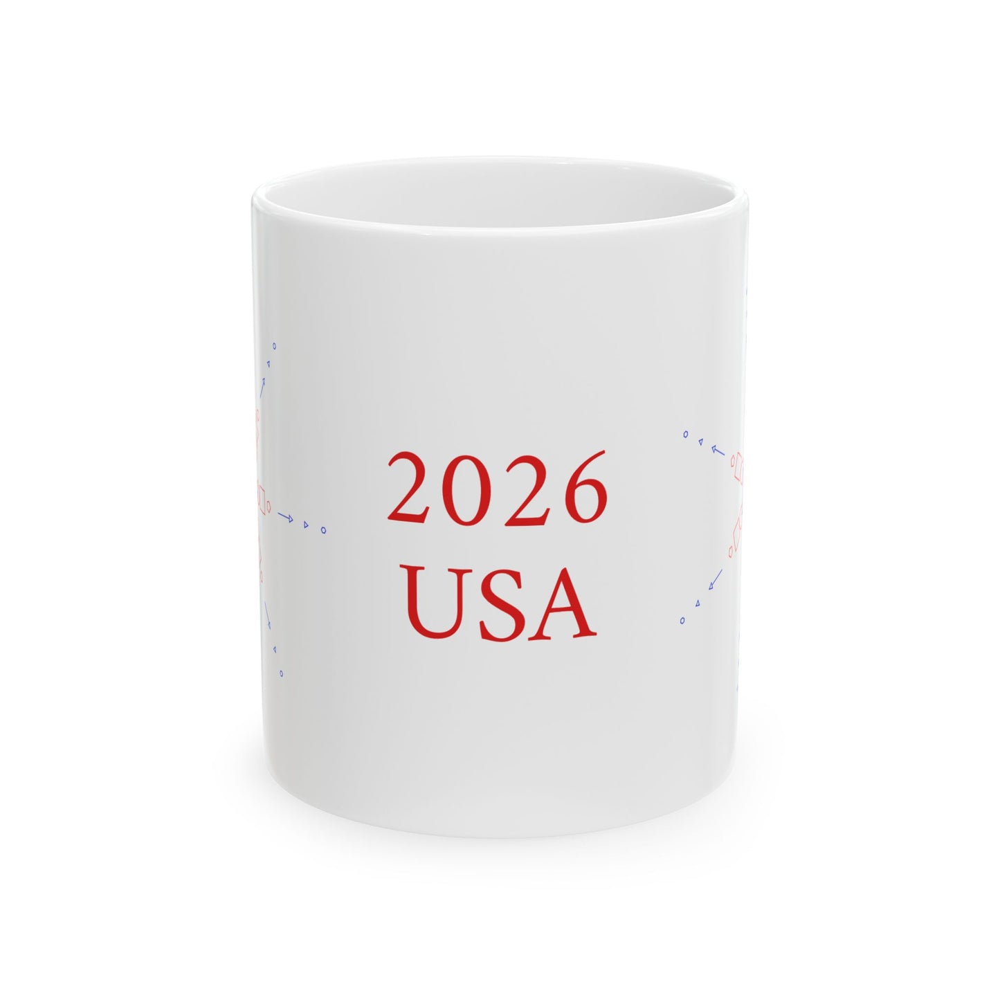 2026 USA Ceramic Mug — Patriotic Red & Blue Coffee Cup